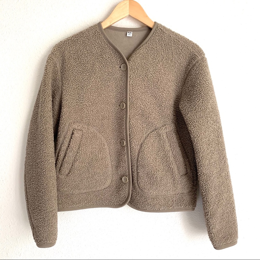 Uniqlo tan button down jacket cardigan